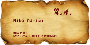 Mikó Adrián névjegykártya